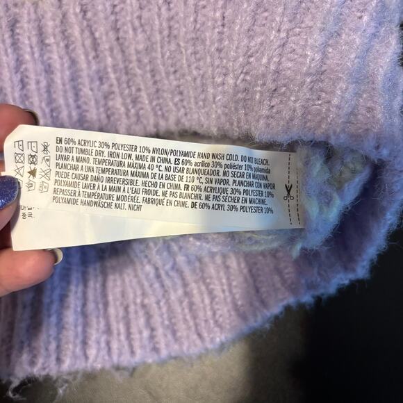 English Factory Sweater Vest Fuzzy Knit Academia Checkered Purple Yellow Women S - Picture 6 of 6